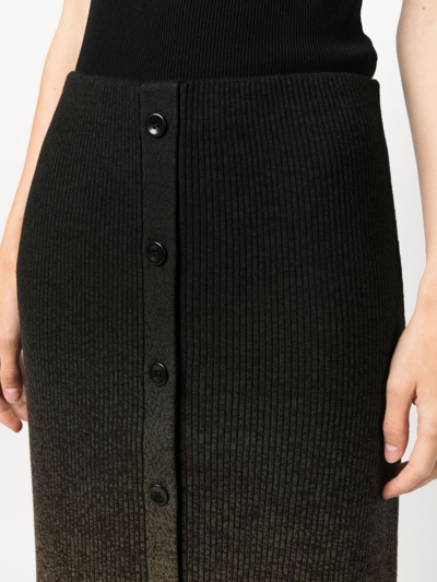 Shop Proenza Schouler White Label Ombré Ribbed-knit Midi Skirt In Brown