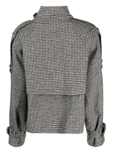 Shop Gestuz Houndstooth-pattern Double-breasted Jacket In White