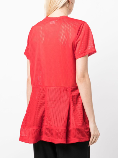 Shop Comme Des Garçons Semi-sheer Mesh T-shirt In Red