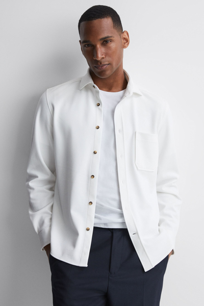 Shop Reiss Moritz - White Textured Button-through Overshirt, Xs