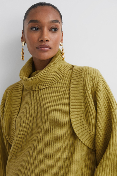 Shop Florere Knitted Blouson Sleeve Shrug In Lime