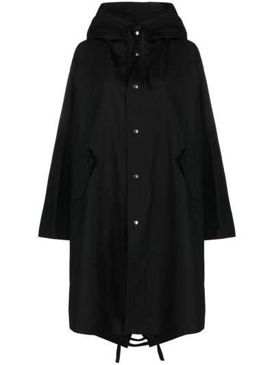 Shop Jil Sander Logo-print Cotton Parka Coat In Black
