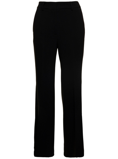 Shop Alberto Biani Black Slightly Flared Pants With Concealed Fastening In Stretch Fabric Woman
