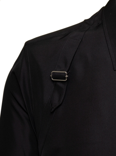 Shop Alexander Mcqueen Black Long Sleeved Shirt With Harness Detail In Silk Man