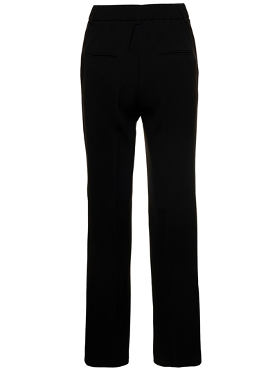 Shop Alberto Biani Black Slightly Flared Pants With Concealed Fastening In Stretch Fabric Woman