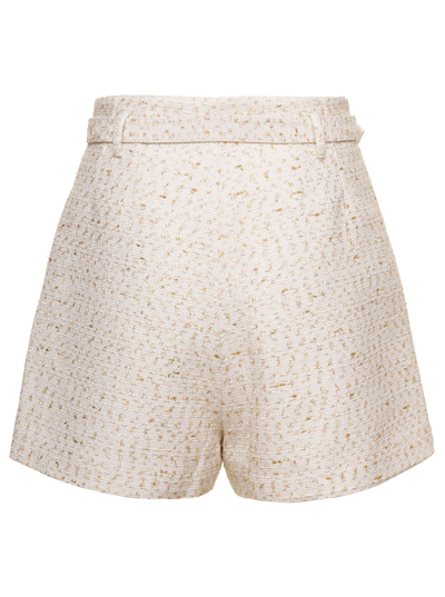 Shop Self-portrait Cream Boucle Shorts In White
