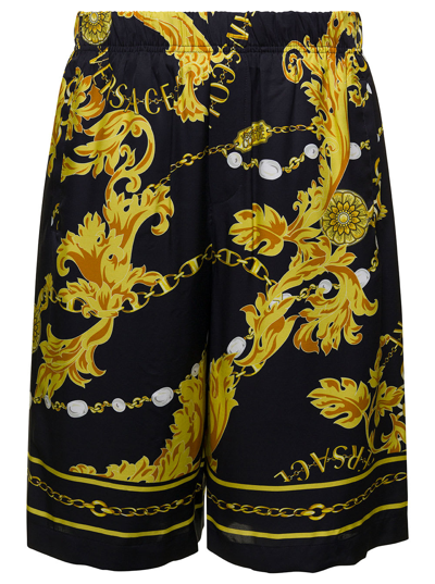 Versace Jeans Couture Chain Couture Bermuda Shorts In Black