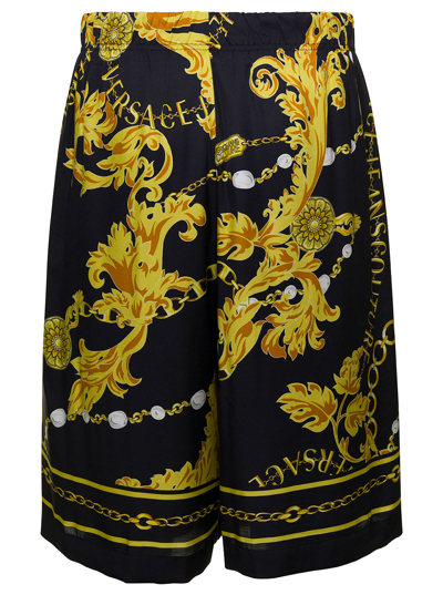 Versace Jeans Couture Chain Couture Bermuda Shorts In Black