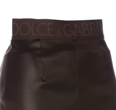 Shop Dolce & Gabbana Band Logo Leggings In Brown