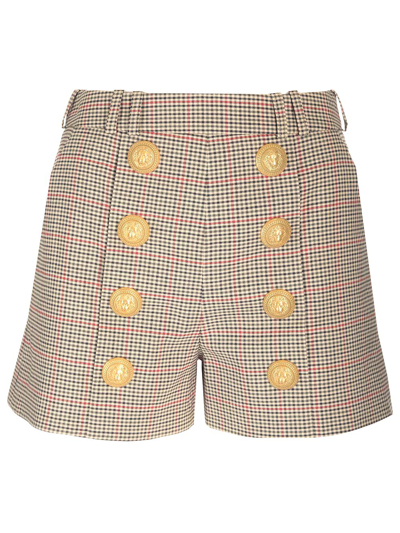 Shop Balmain Prince Of Wales Shorts In Multicolor