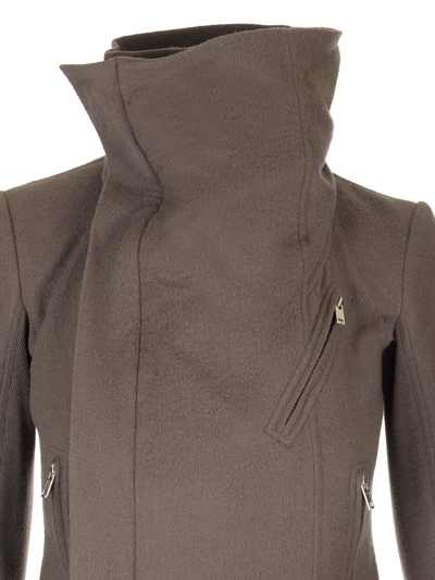 Shop Rick Owens Wool Biker Jacket In Grey