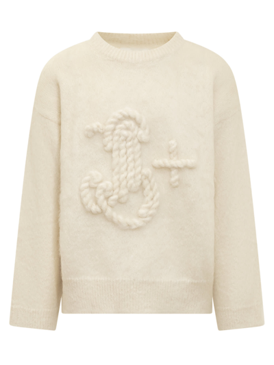 Shop Jil Sander Sweater With Logo In Panna