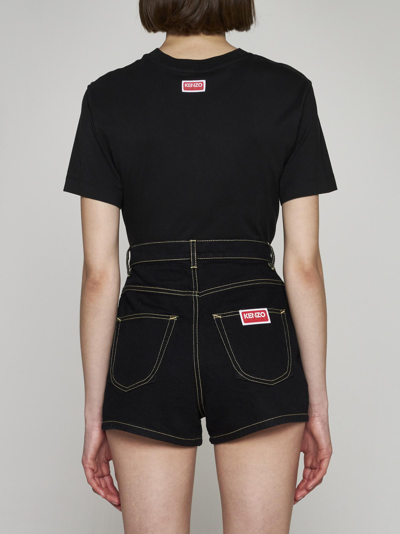 Shop Kenzo Denim Shorts In Rinse Black Denim