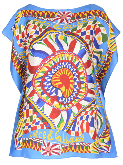 Shop Dolce & Gabbana Silk Top In Multicolor