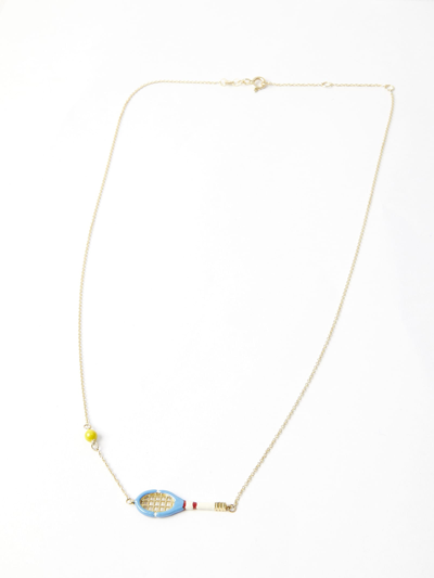 Shop Aliita Tennis Pelota Necklace In Light Blue