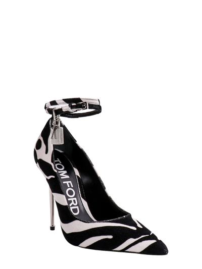 Tom Ford Padlock Zebra-print Velvet Pumps In Black