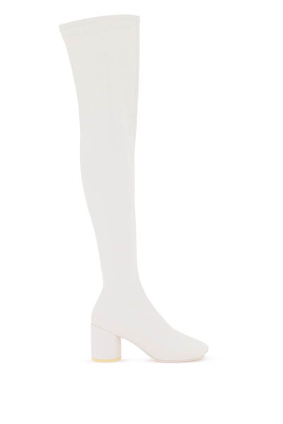 Shop Mm6 Maison Margiela Anatomic Thigh High Boots In Whisper White (white)