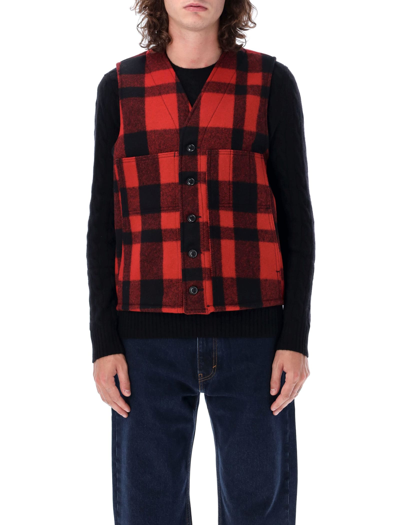 Shop Filson Mackinaw Wool Vest In Red/black