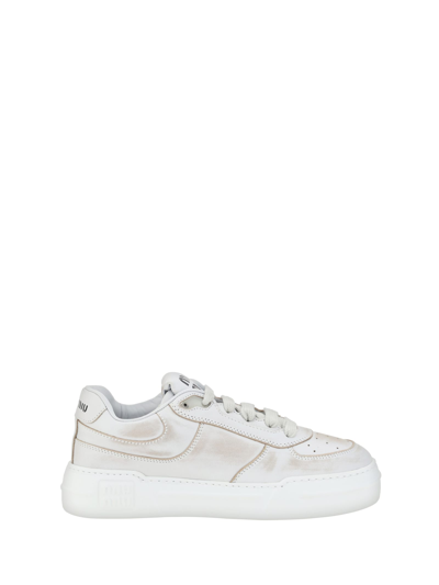 Shop Miu Miu Sneakers In Bianco