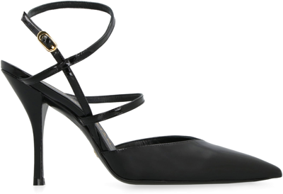 Stuart Weitzman 100mm Strapeze Patent Leather Pumps In Black