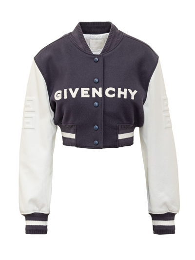 Shop Givenchy Bomber Jacket In Navy/white