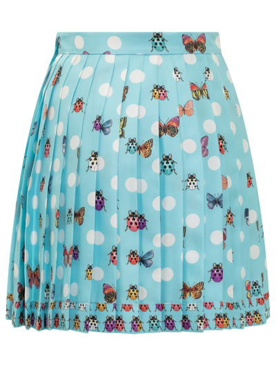 Shop Versace Mini Skirt In Azzurro-multicolor