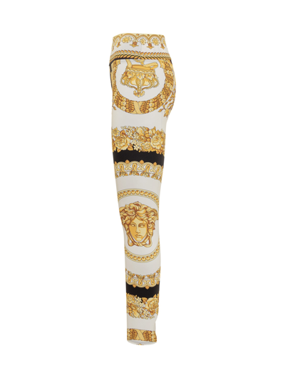 Shop Versace Barocco Leggings In Bianco-oro-nero