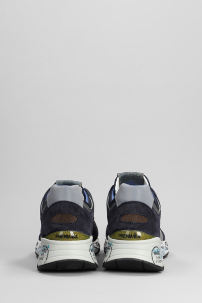 Shop Premiata Mase Sneakers In Blue Suede And Fabric