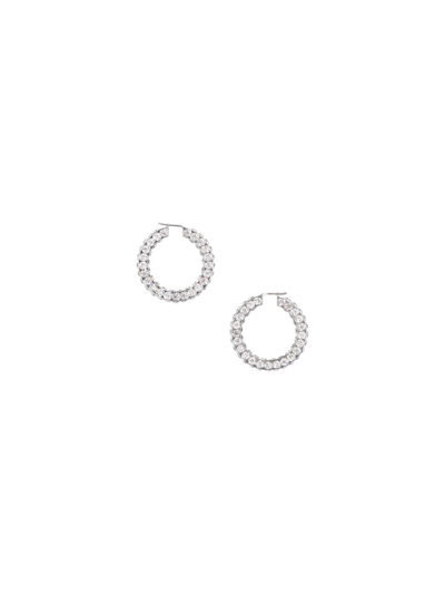 Amina Muaddi Embellished Metal Big Jaheel Earrings In Silver