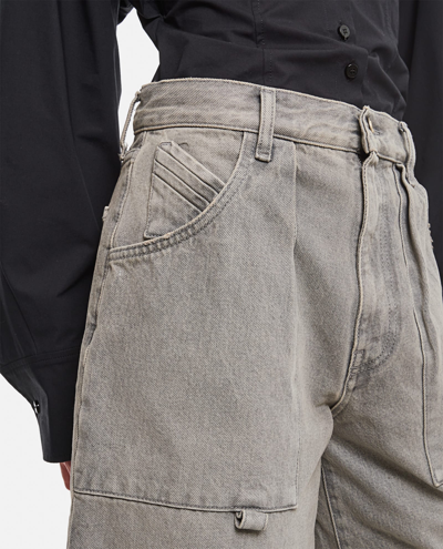 Shop Attico Effie Wide Leg Jeans In Grey