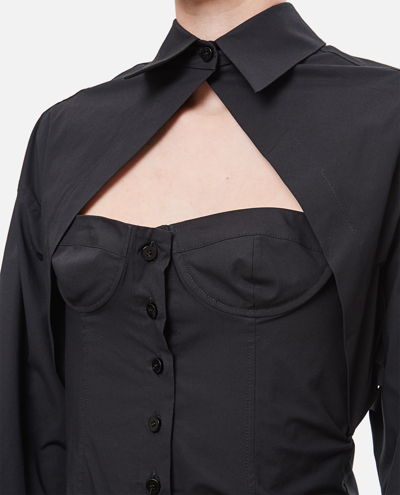 Shop Attico Stretch Popeline Bustier Shirt In Black