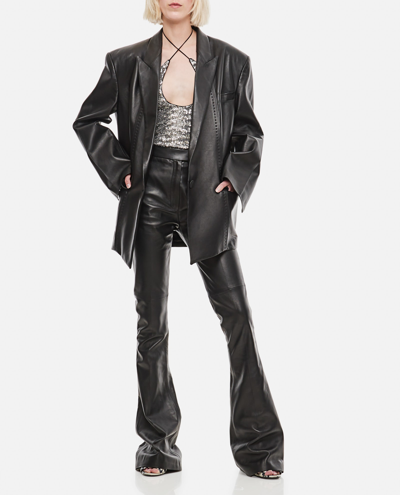 Shop Attico Leather Short Coat In Black