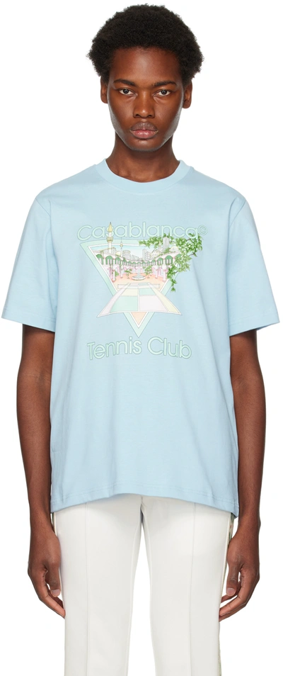 Shop Casablanca Blue Tennis Club Icon T-shirt In Tennis Club Icon Pas