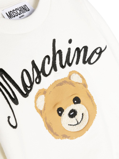 Shop Moschino Felpa Teddy Bear Bianca In Cotone Baby Boy In Rosa