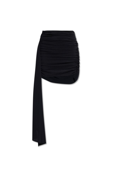 Shop Helmut Lang High Waisted Draped Mini Skirt In Black
