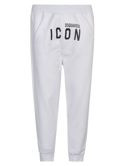 Shop Dsquared2 Logo Printed Straight Leg Pants In White