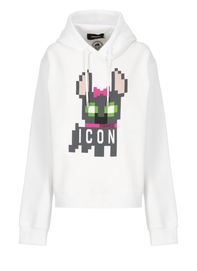 Shop Dsquared2 Icon Hilde Drawstring Hoodie In White