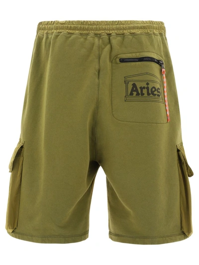 Shop Aries "nylon Hybrid" Cargo Shorts In Green