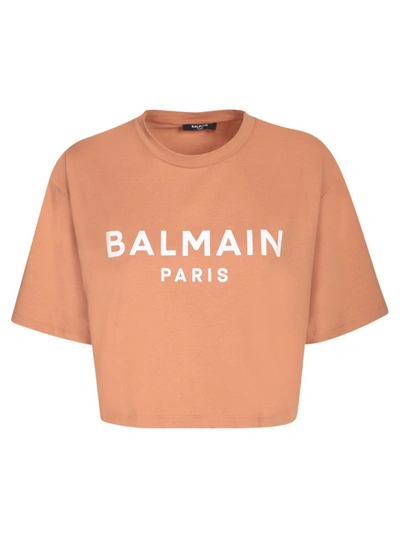 Shop Balmain T-shirts In Beige