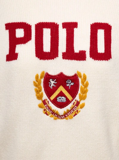 Shop Polo Ralph Lauren Polo Round Neck Pull Wool In White
