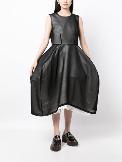 Shop Comme Des Garçons Voluminous-skirt Sheer-overlay Dress In Black