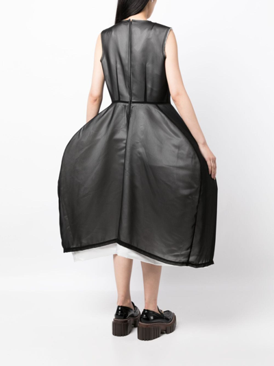 Shop Comme Des Garçons Voluminous-skirt Sheer-overlay Dress In Black