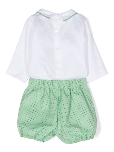 Shop La Stupenderia Polka-dot Print Cotton Shorts In White