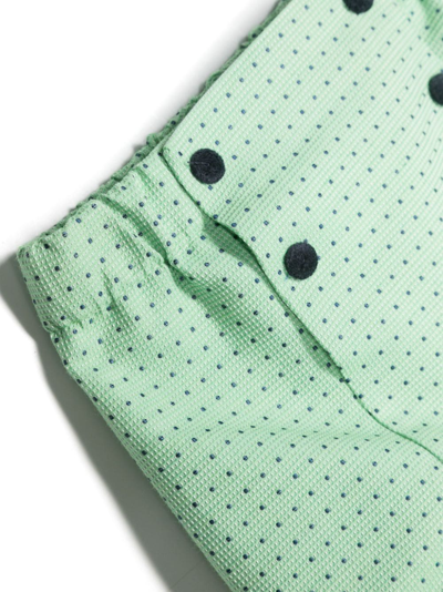 La Stupenderia Green Suit For Baby Boy With Polka Dots In White