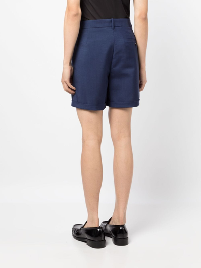 Shop Bally Pleated Twill Tailored Shorts In Blue