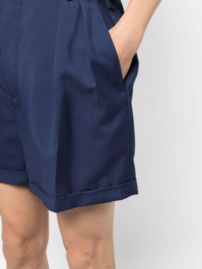 Shop Bally Pleated Twill Tailored Shorts In Blue