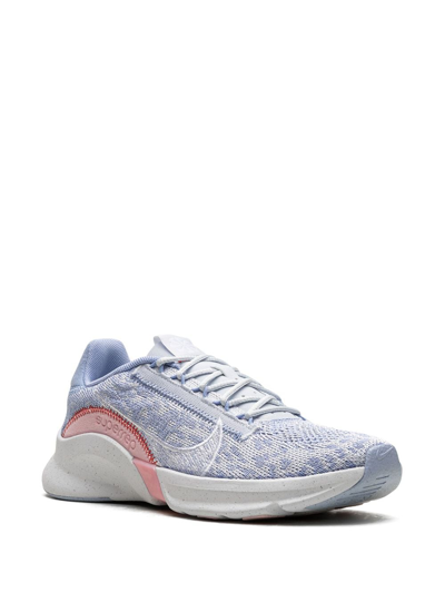 Shop Nike Superrep Go 3 Flyknit Next Nature "white/grey" Sneakers In Blue