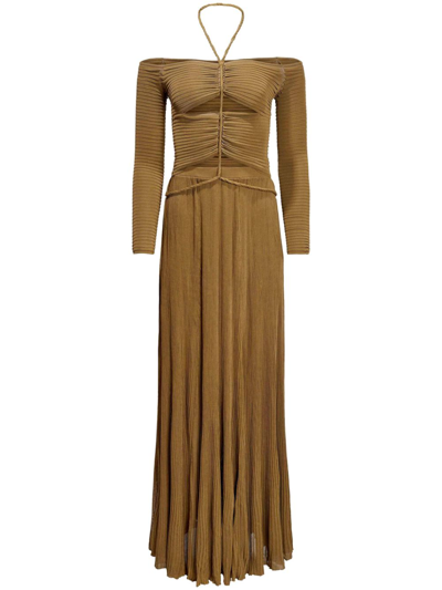 Shop Altuzarra Imia Ruched Dress In Brown