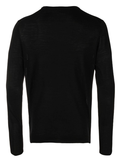 Shop Aspesi Fine-knit Crew-neck Sweatshirt In Black