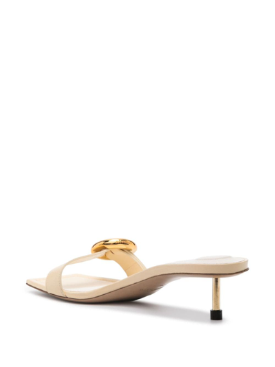 Jacquemus Geometric Buckle Mules In Beige
